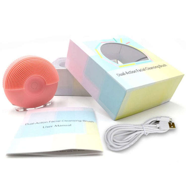 Silicone Sound Wave Vibration Massage Cleansing Bristles Pore Cleaning Beauty Brush, Colour: Blue