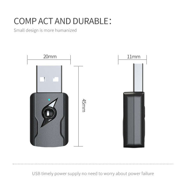 5.0 Bluetooth Transmitter AUX Receiver USB Dual Output Computer Audio Adapter