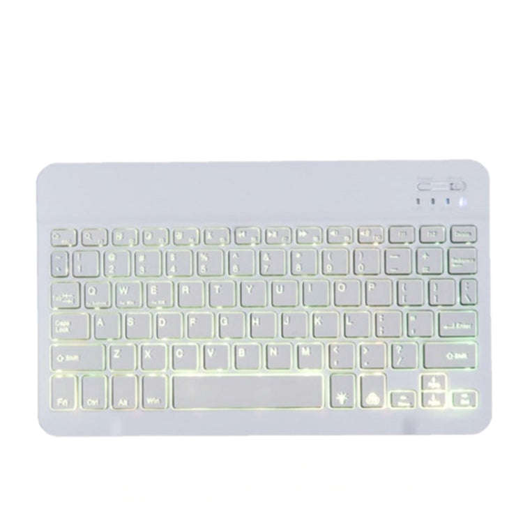 78 Keys 10 Inch RGB Colorful Backlit Bluetooth Keyboard For Mobile Phone / Tablet(White)