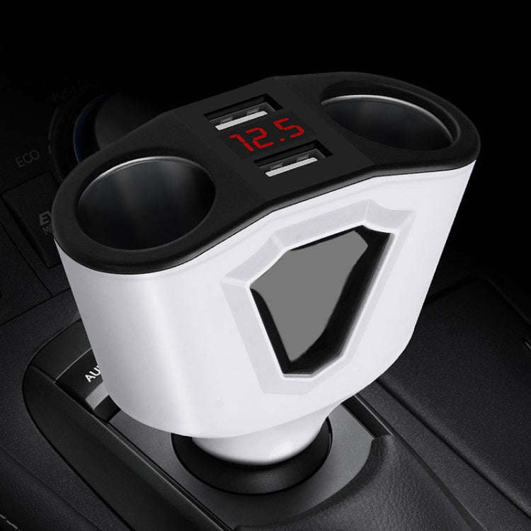 3.1A Dual USB Digital Display Multi-Function Driving Recorder Universal Automotive Charger(White)