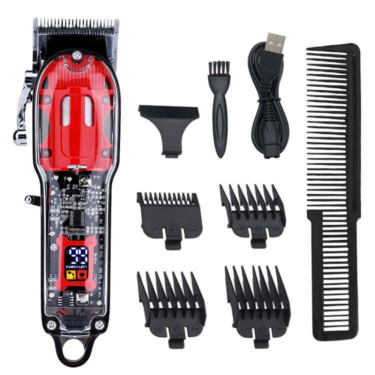 LCD Digital Display Rechargeable Transparent Electric Clipper(Black)