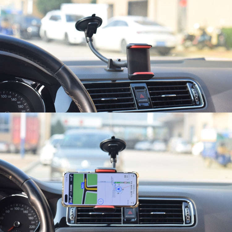 Suction Cup Long Soft Hose Windshield Car Mobile Phone Clip Bracket(Black Box Packaging)