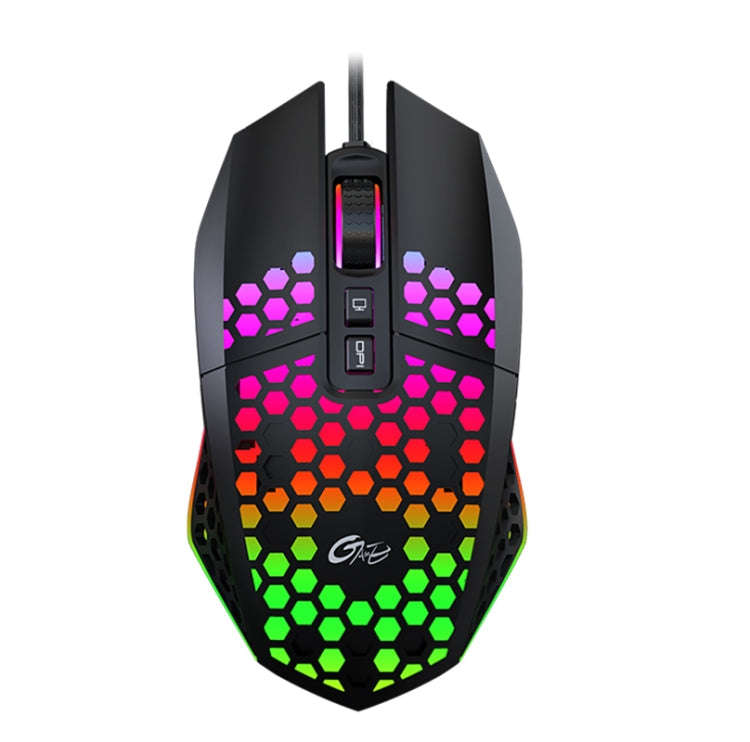 FMOUSE  X801 8 Keys 1600DPI Hollow Luminous Gaming  Office Mouse,Style: Black Wired
