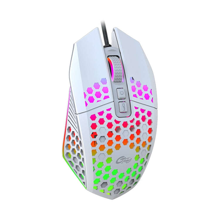 FMOUSE  X801 8 Keys 1600DPI Hollow Luminous Gaming  Office Mouse,Style: White Wired