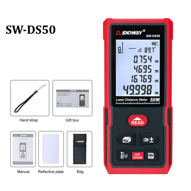 SNDWAY SW-DS50 Handheld Laser Rangefinder Infrared Laser Ruler, Distance: 50m