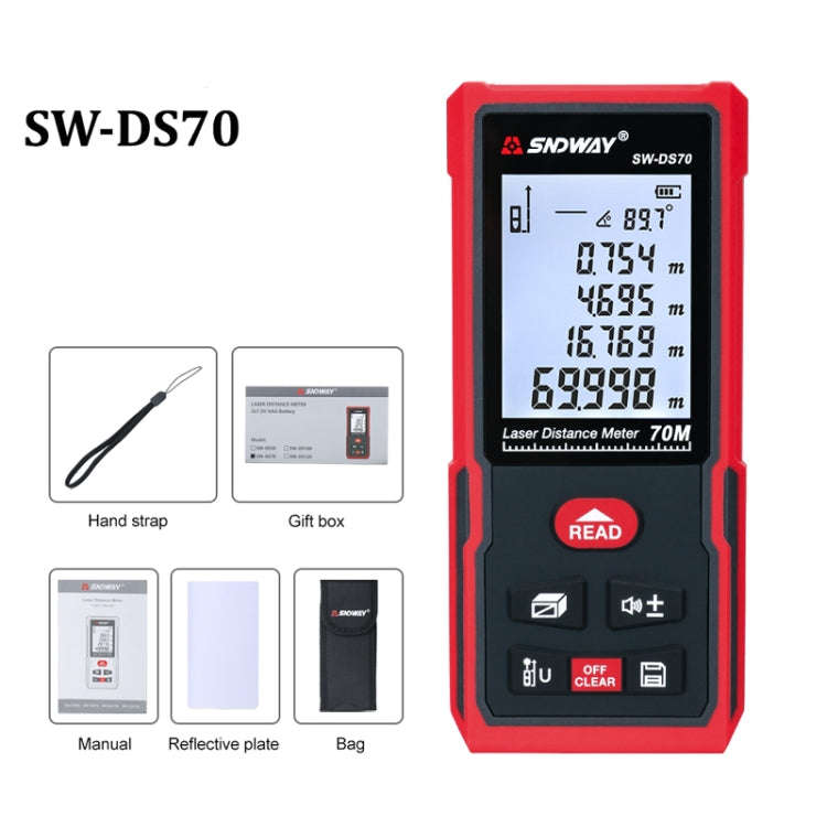 SNDWAY SW-DS70 Handheld Laser Rangefinder Infrared Laser Ruler, Distance: 70m