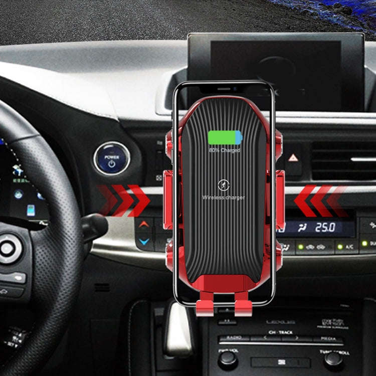 X343 15W Car Wireless Charger Smart Induction Suction Cup Phone Holder( Red)