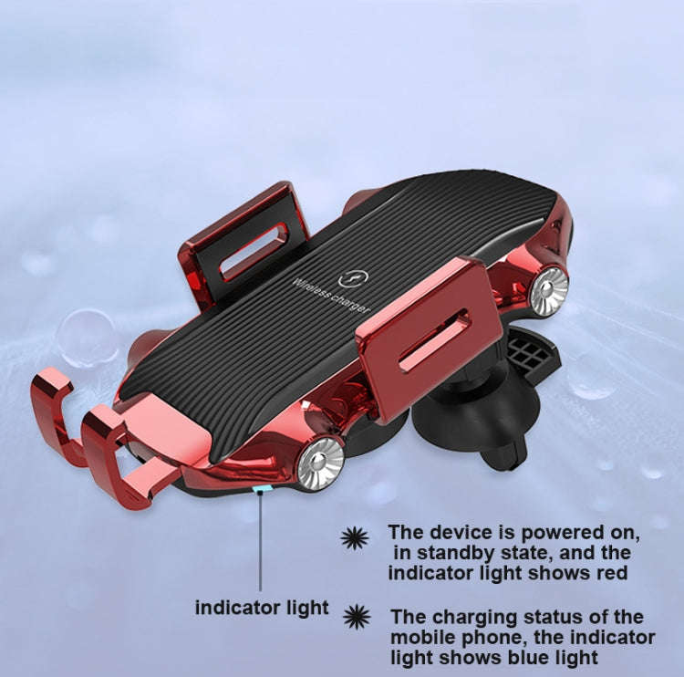 X343 15W Car Wireless Charger Smart Induction Suction Cup Phone Holder( Red)