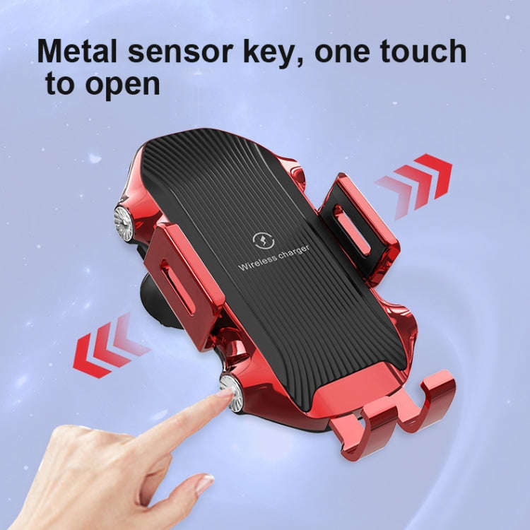 X343 15W Car Wireless Charger Smart Induction Suction Cup Phone Holder( Red)