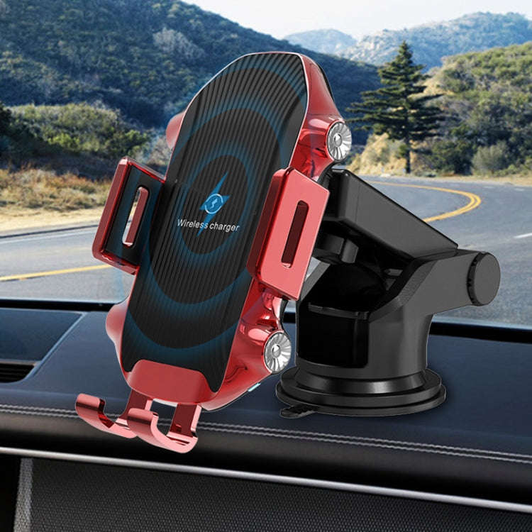 X343 15W Car Wireless Charger Smart Induction Suction Cup Phone Holder( Red)