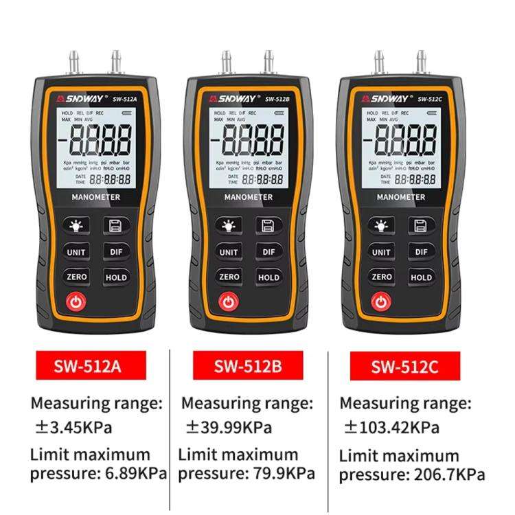 SNDWAY SW-512C Digital Handheld Differential Pressure Gauge Negative Pressure Tester