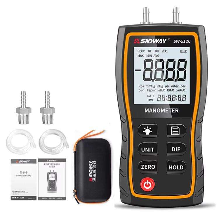 SNDWAY SW-512C Digital Handheld Differential Pressure Gauge Negative Pressure Tester