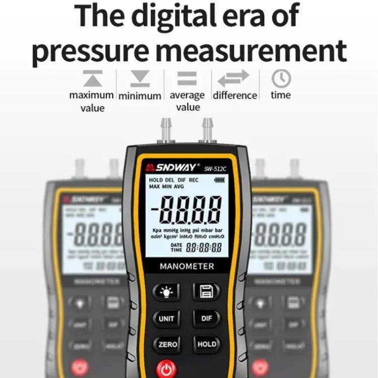 SNDWAY SW-512C Digital Handheld Differential Pressure Gauge Negative Pressure Tester