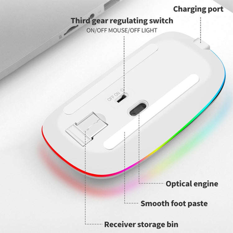 K-Snake BM110 RGB Lighting Effect Wireless Bluetooth Mouse(Silver)