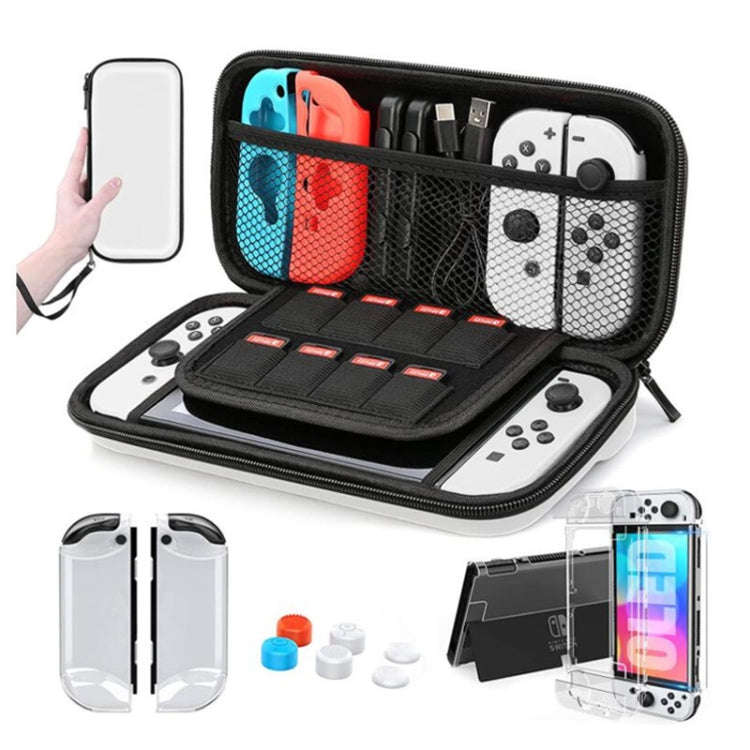 Game Console Crystal Shell Remote Sensing Cap Tempered Film Storage Bag Set For Switch OLED Conso...