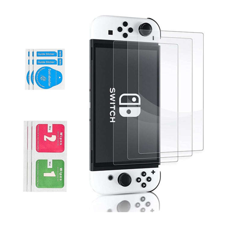 Game Console Crystal Shell Remote Sensing Cap Tempered Film Storage Bag Set For Switch OLED Conso...