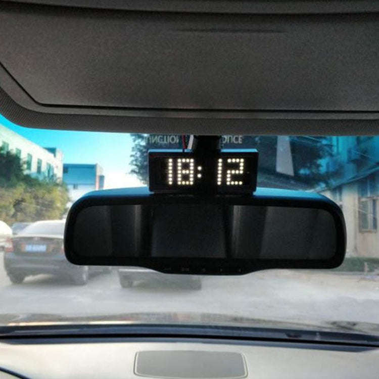 LED Dot Matrix Clock Car Thermometer Battery Voltage Measurement(White)