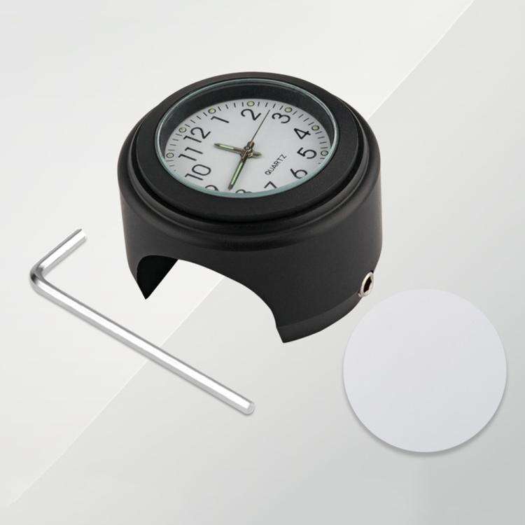 Aluminum Alloy Plating Motorcycle Handlebar Clock(Black Shell White Background)