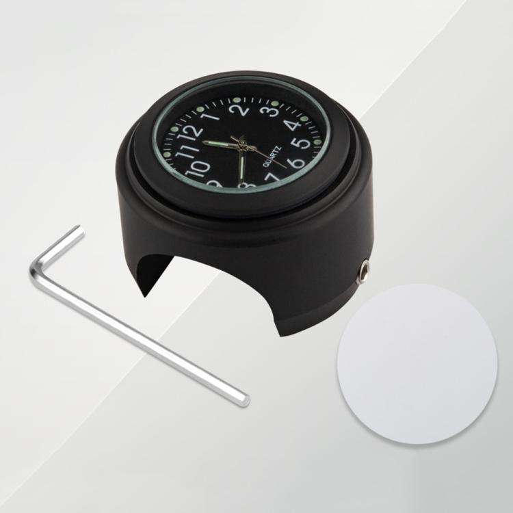 Aluminum Alloy Plating Motorcycle Handlebar Clock(Black Shell Black Background)