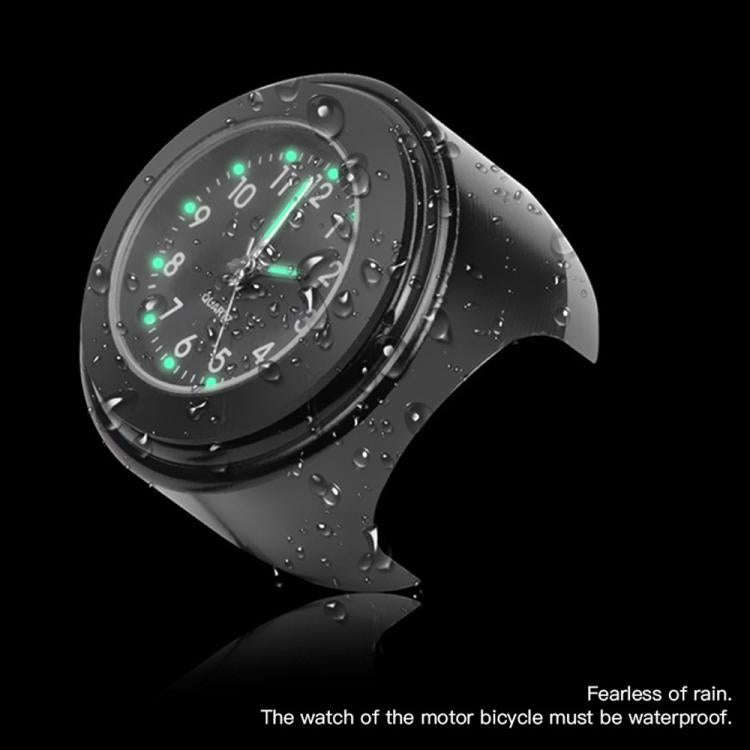 Aluminum Alloy Plating Motorcycle Handlebar Clock(Black Shell Black Background)