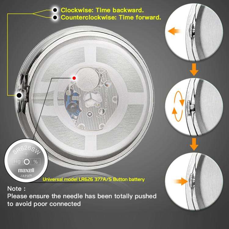 Aluminum Alloy Plating Motorcycle Handlebar Clock(Black Shell Black Background)