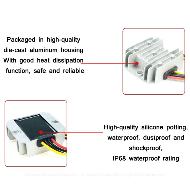 72W 12V To 24V 3A Waterproof Car Voltage Regulator(WG-12S2403)