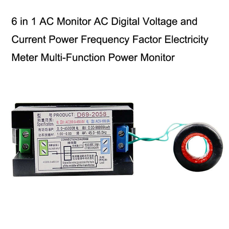 D69-2058 6 in 1 Multifunctional AC Voltage and Current Digital Display Instrument