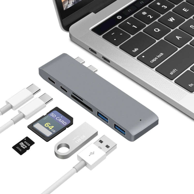 USB-C To HDMI Splitter Docking Station Card Reader, Specification 6 in 1 Gray