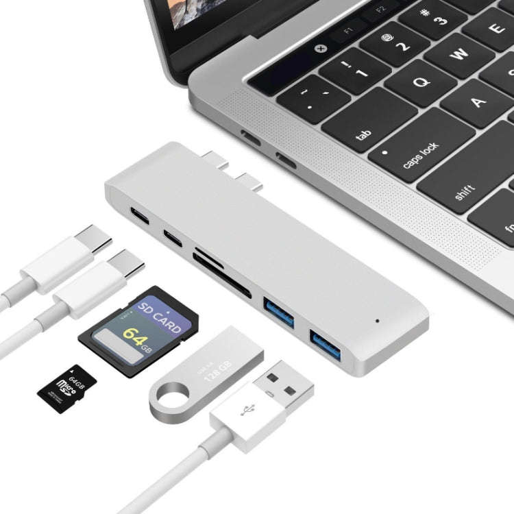 USB-C To HDMI Splitter Docking Station Card Reader, Specification 6 in 1 Silver