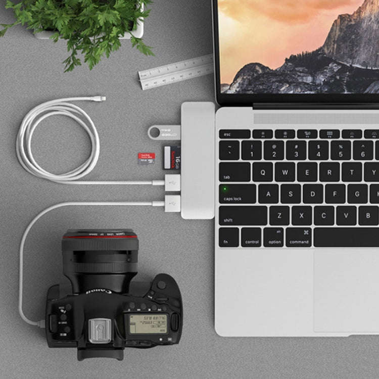 TYPE-C To 4K HDMI HUB Docking Station TF/SD Card Reader For MacBook Pro(Silver)