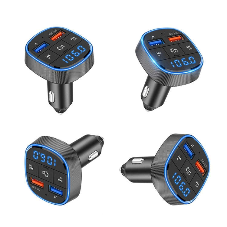 QC3.0 Fast Charge Car Bluetooth MP3 Player Car FM Transmitter(Black)