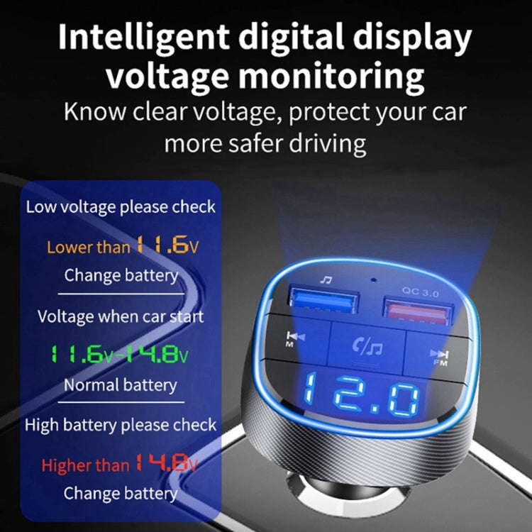 QC3.0 Fast Charge Car Bluetooth MP3 Player Car FM Transmitter(Black)