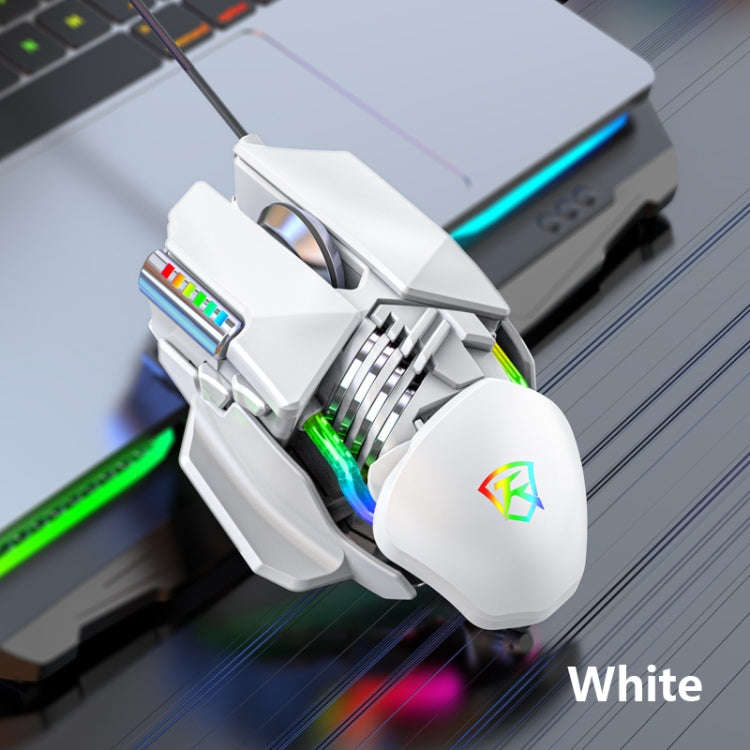 Y-FRUITFUL P3 6 Keys RGB Lighting Adjustable Wired Mouse(White)