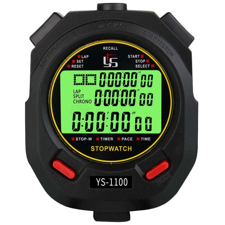 YS 3 Rows Display Luminous Stopwatch Timer Training Referee Stopwatch, Style: YS-1100 100 Memories