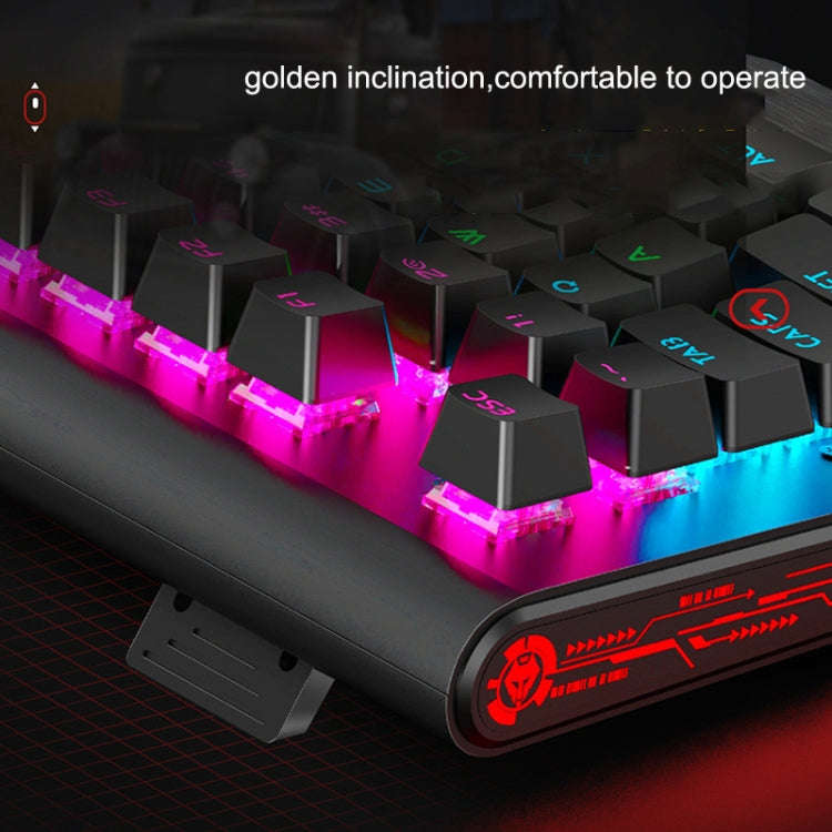 LANGTU K1000 104 Keys Wired Keyboard, Cable Length: 1.5m(Black Blue Green Shaft Ice Blue Light)