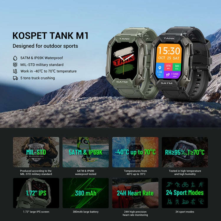 SATM M1 Outdoor Waterproof Bluetooth Smart Watch(Black)
