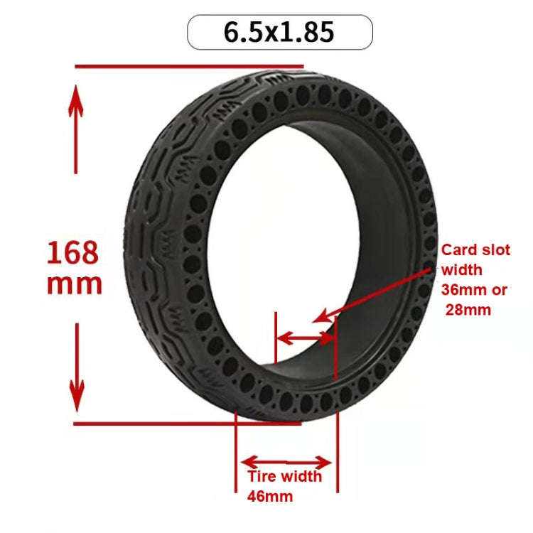 6.5x1.85 Solid Tire Honeycomb Tire Electric Scooter Tire,Specification: 36mm Card Slot