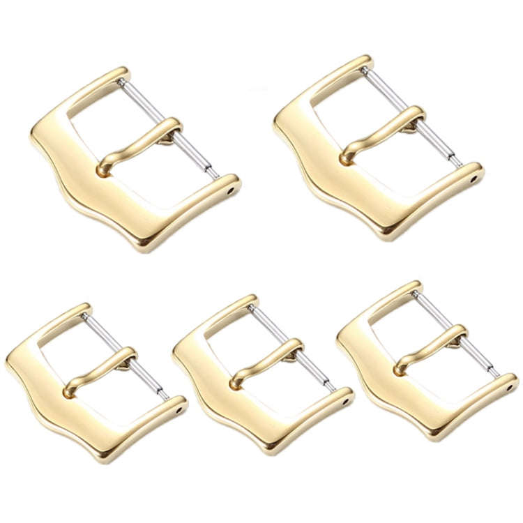 5pcs IP Plated Stainless Steel Pin Buckle Watch Accessories, Color: Gold 12mm