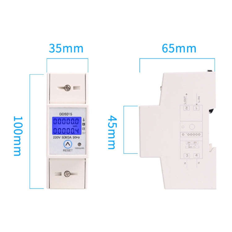 SINOTIMER DDS015 Backlight Display Single-phase Household Rail Energy Meter 5-80A 230V
