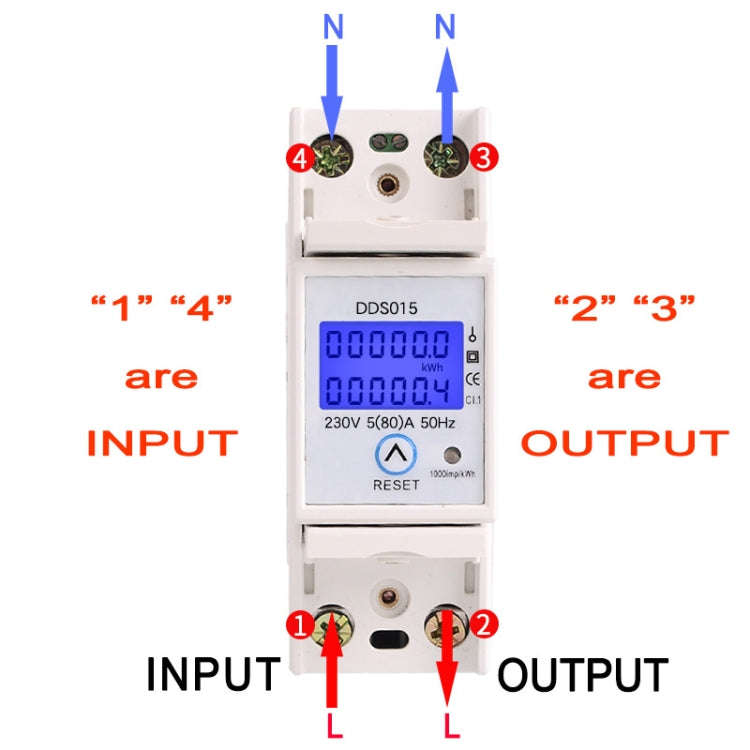 SINOTIMER DDS015 Backlight Display Single-phase Household Rail Energy Meter 5-80A 230V