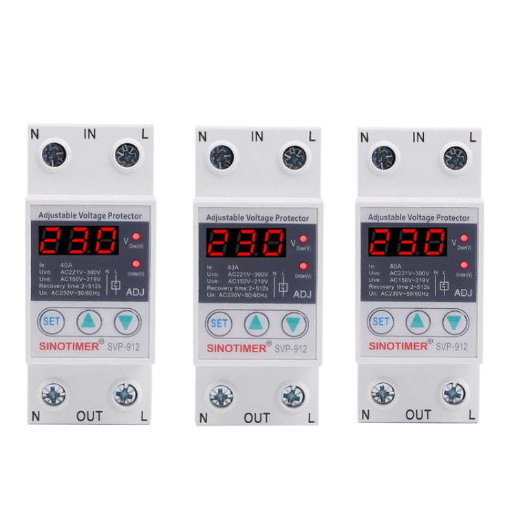 SINOTIMER SVP-912 Adjustable Self-resetting Intelligent Under-voltage Protector, Current: 63A
