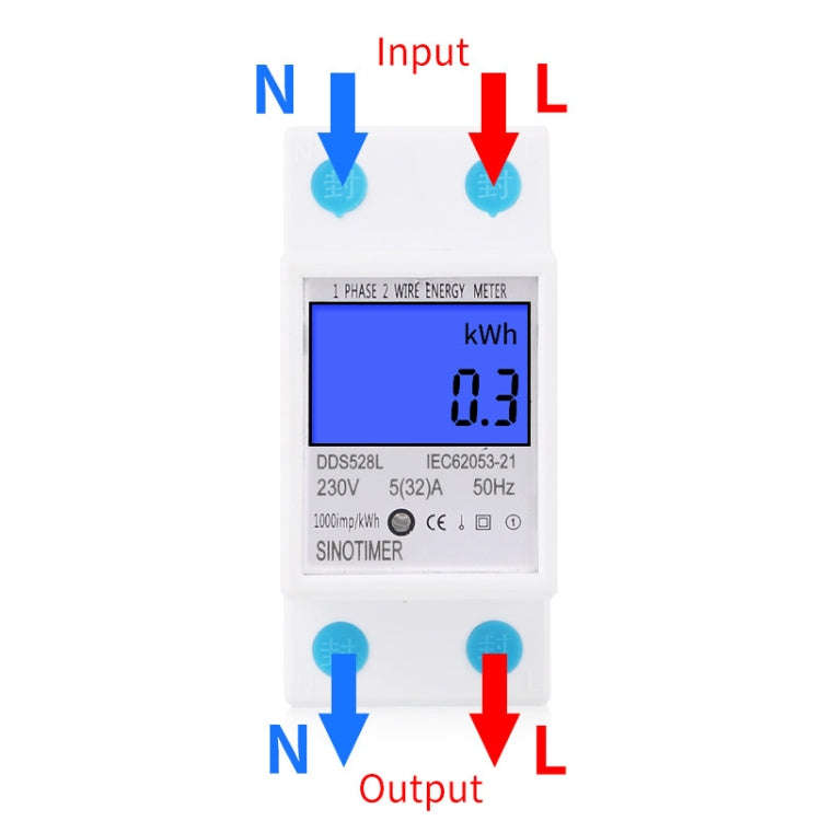 DDS528L Backlight Display Home Single-phase Rail Energy Meter 5-32A(110V 60Hz)