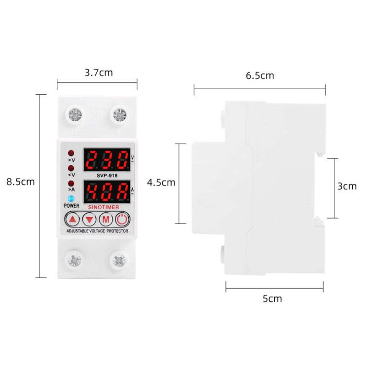 SINOTIMER SVP-918 Adjustable Self-resetting Intelligent  Over-voltage Under-voltage Protector, Cu...
