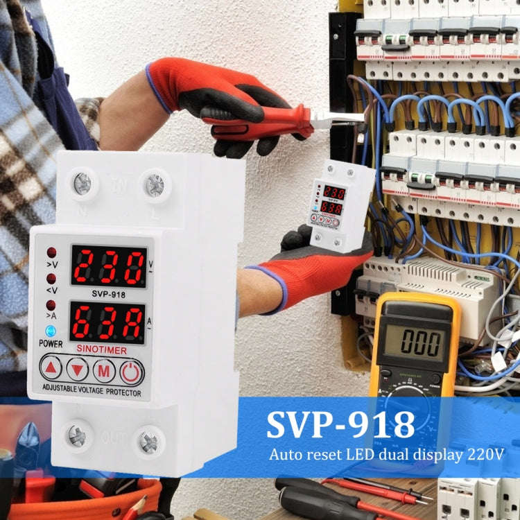 SINOTIMER SVP-918 Adjustable Self-resetting Intelligent  Over-voltage Under-voltage Protector, Cu...