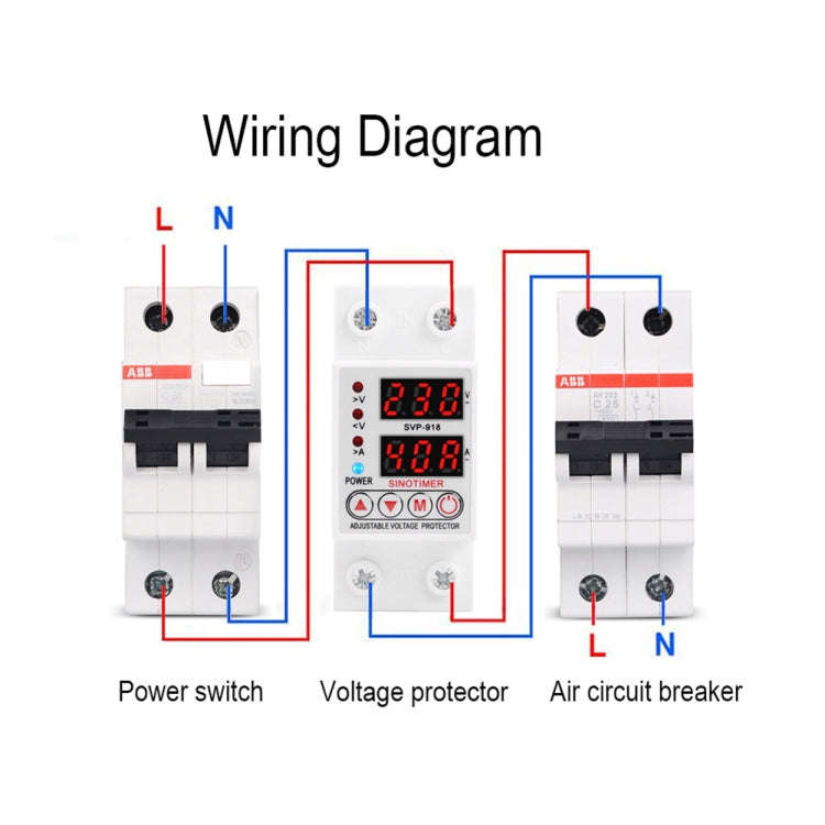 SINOTIMER SVP-918 Adjustable Self-resetting Intelligent  Over-voltage Under-voltage Protector, Cu...