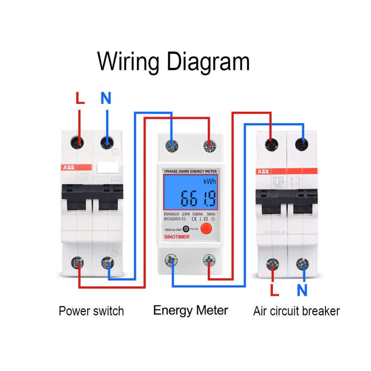 SINOTIMER DDS6619-012 Backlight Display Household Single-phase Rail Energy Meter 5-80A(230V 50Hz)
