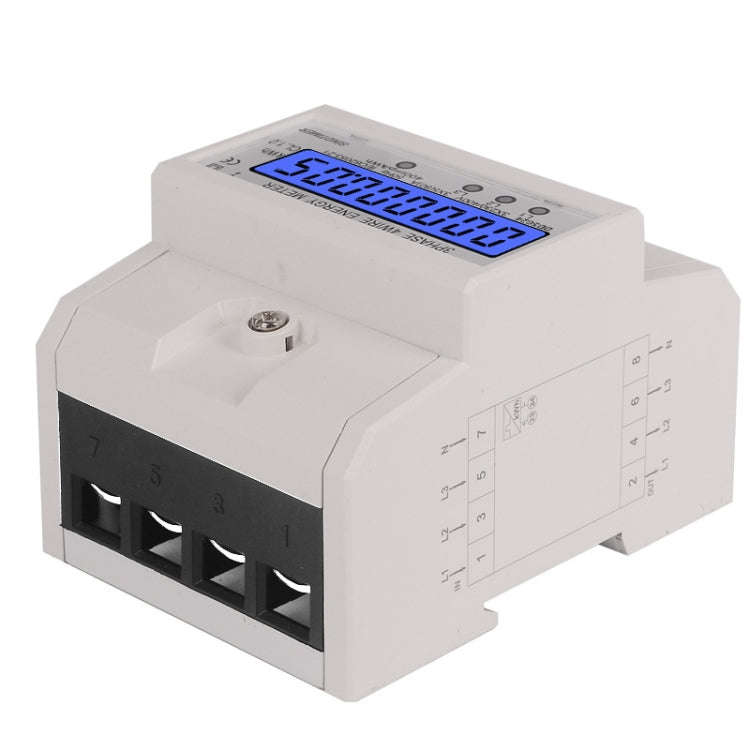 SINOTIMER Three-Phase Backlight Display Rail Type Electricity Meter 5-100A 400V(DDS024 White Shell)