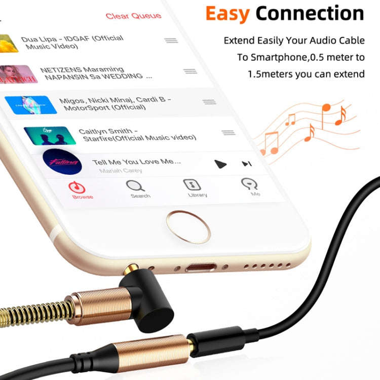3.5mm Male To Female Spring AUX Extension Cable Speaker Audio Cable, Cable Length: 1.5m(Black)