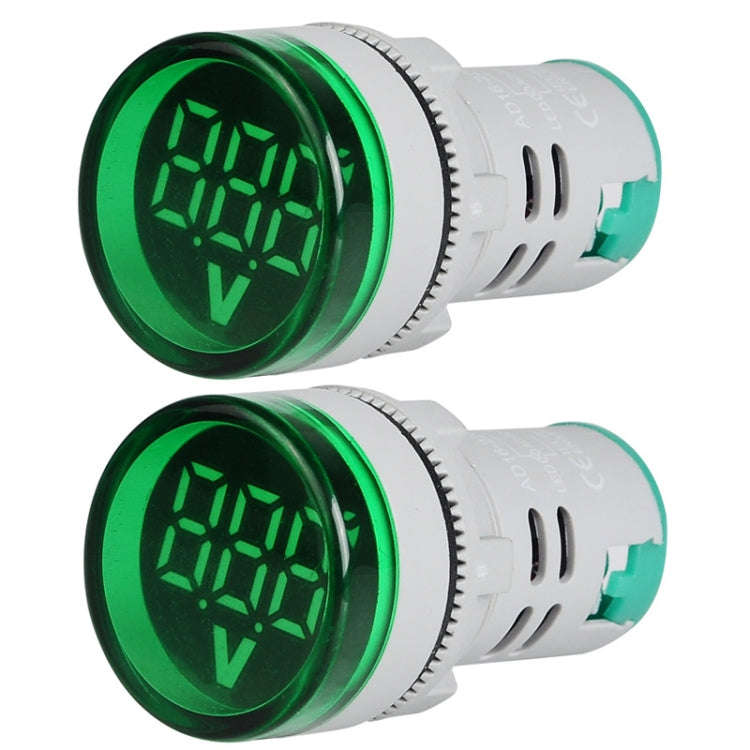 2 PCS DC Voltage Signal Indicator 22mm Round 6-100V Universal Voltmeter(ST16VD-04 Green)