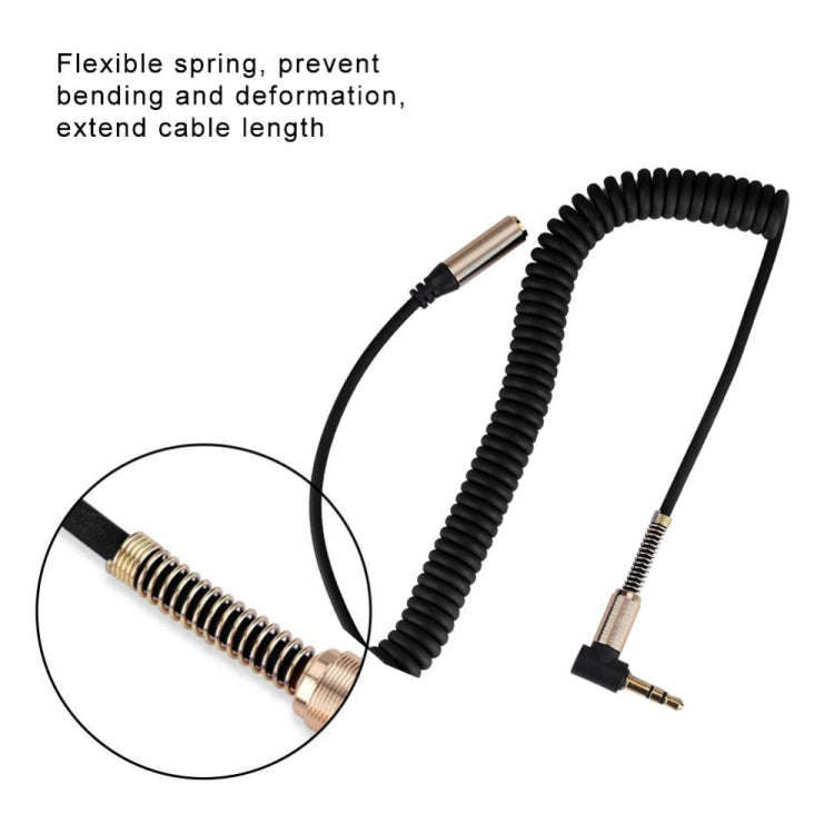 5PCS 3.5MM Male To Female Elbow Spring Retractable Audio Line, Cable Length: 1.5m(Black)